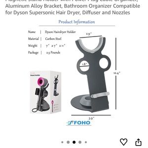 Hairdryer Stand Holder for Dyson,Magnetic Carbon Cteel and NOZZLE